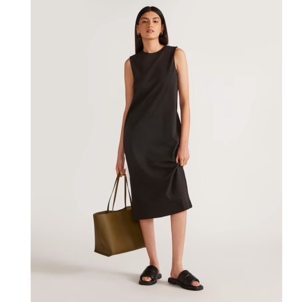 Everlane The Organic Cotton Weekend Tank Dress in Black Size Large